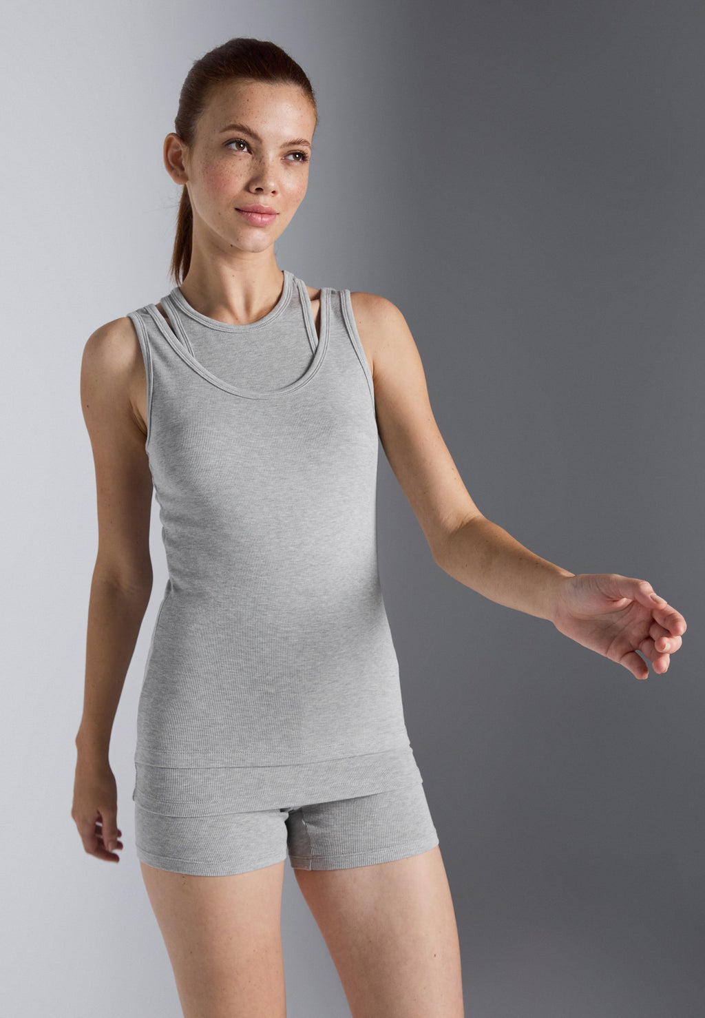 Even&Odd active DOUBLE LAYER FINE RIB SLEEVELESS TOP
