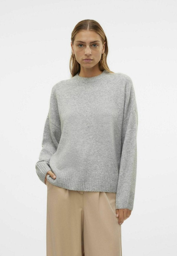 Vero Moda VMBOOM O NECK - Jumper - light grey melange