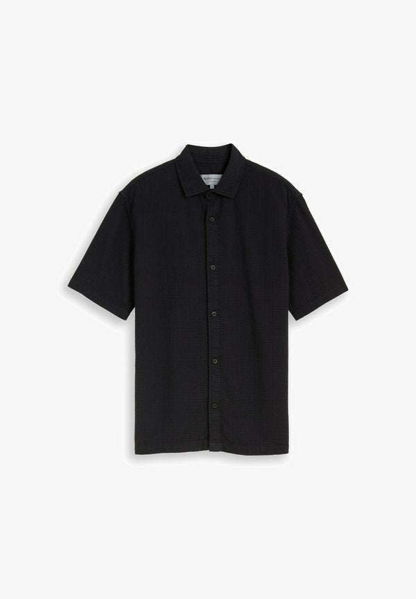TOM TAILOR RELAXED FIT KURZARMHEMD MIT WAFFELSTRUKTUR - Shirt - black