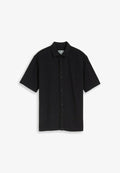 TOM TAILOR RELAXED FIT KURZARMHEMD MIT WAFFELSTRUKTUR - Shirt - black