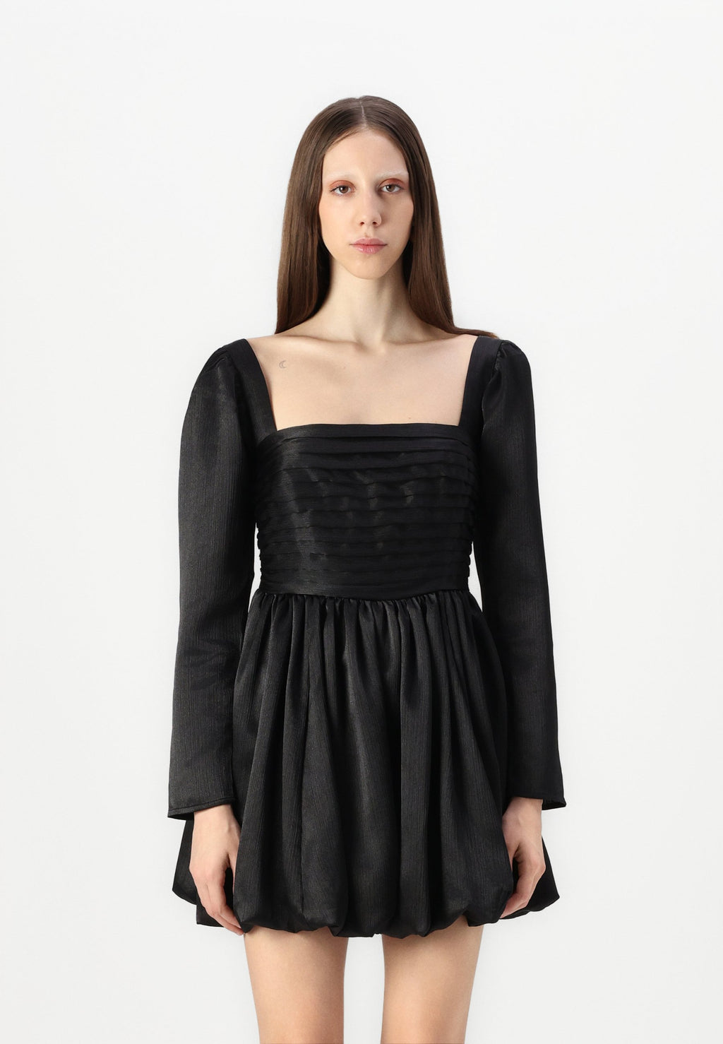 Abercrombie & Fitch The A&F Emerson Bubble Hem Satin Mini Dress