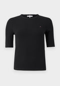 RIBBED SLIM HALF SLEEVE T-SHIRT Media 1