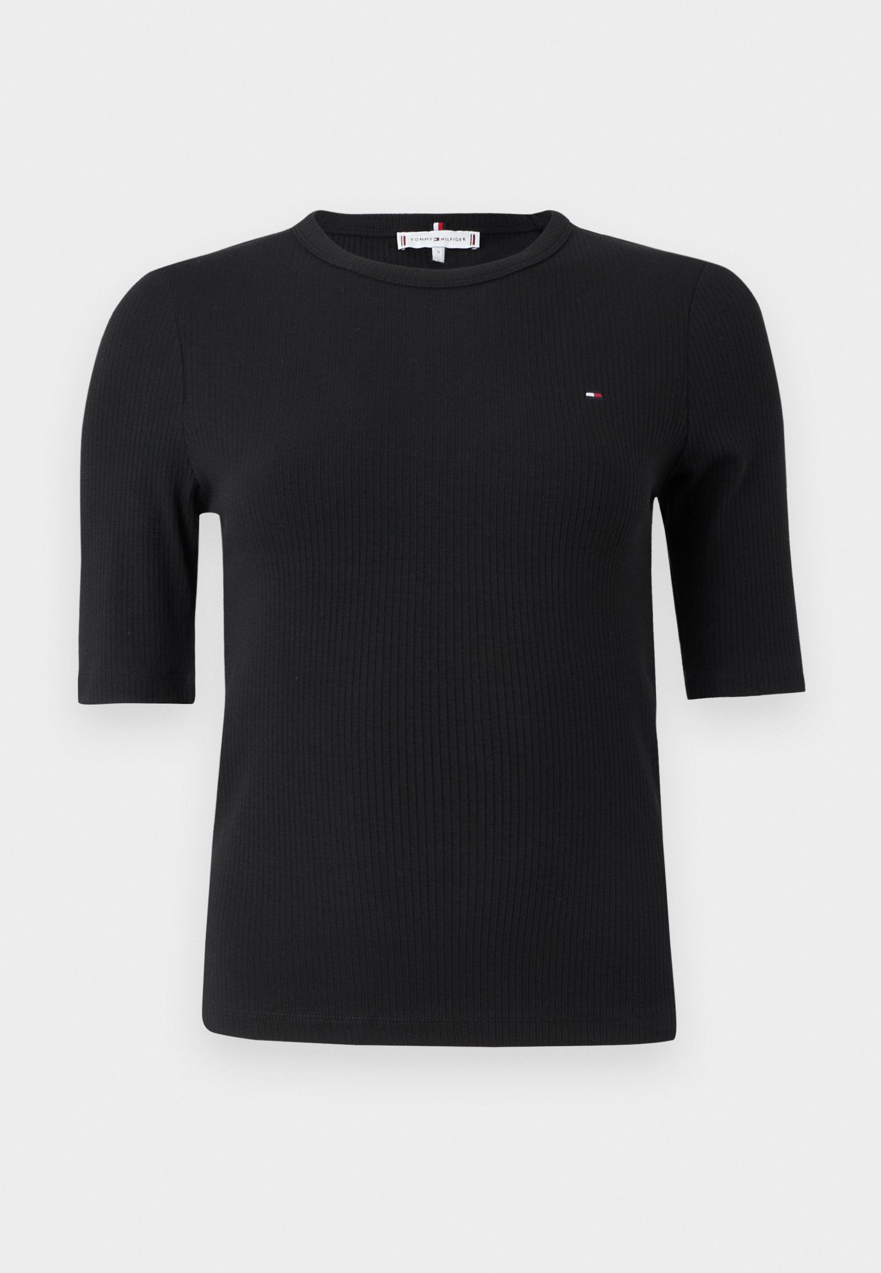 RIBBED SLIM HALF SLEEVE T-SHIRT Media 1