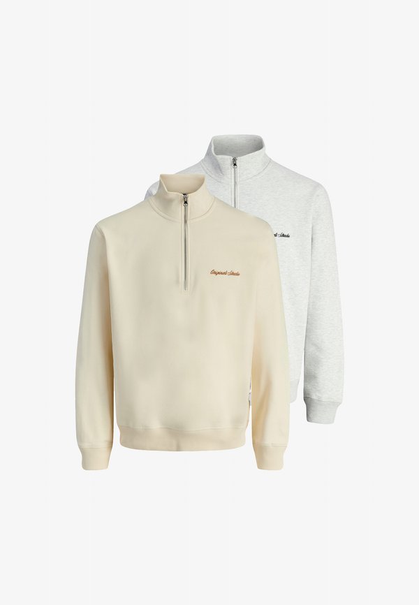 Jack & Jones 2ER PACK - Sweatshirt - beige   hellgrau
