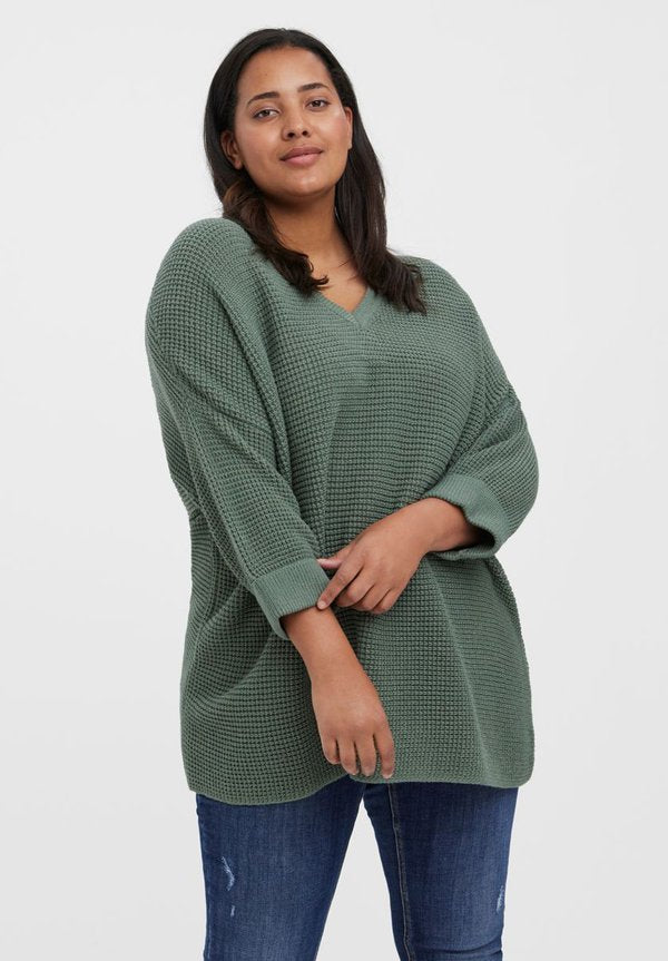 Vero Moda Curve V-NECK LONG CUR - Jumper - laurel wreath