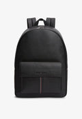 Tommy Hilfiger FLAP POCKET PEBBLE GRAIN DOME BACKPACK - Rucksack - black