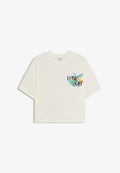 Bershka OVERSIZE SHORT SLEEVE PRINT T-SHIRT - Print T-shirt - white