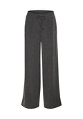 Graue, weit geschnittene Hose aus strukturiertem Strickstoff, mit einem Kordelzugbund und einem lockeren Schnitt, ideal für die Freizeit.