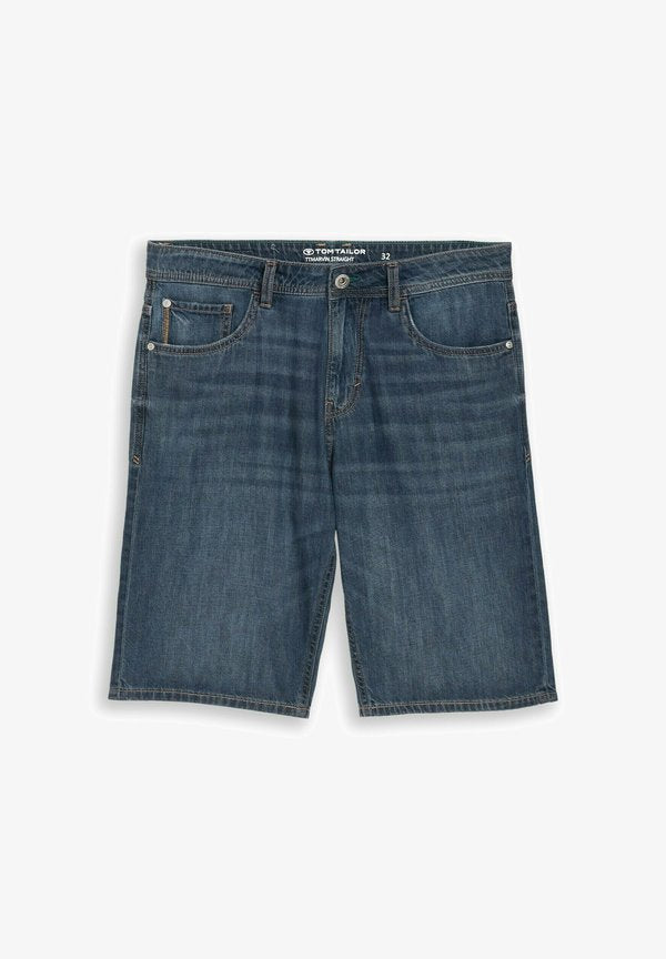 TOM TAILOR TTMARVIN STRAIGHT FIT - Denim shorts - used dark stone blue denim