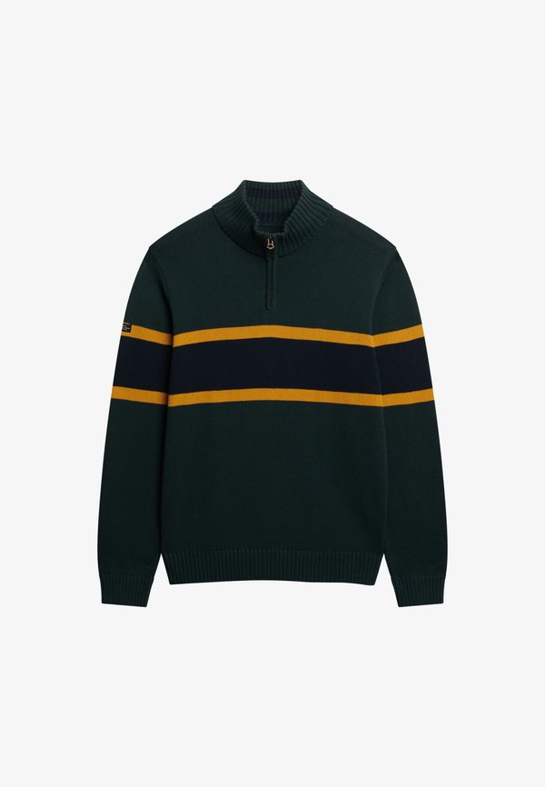 Superdry & Co STRIPE HALF ZIP  - Jumper - eagle green eclipse navy