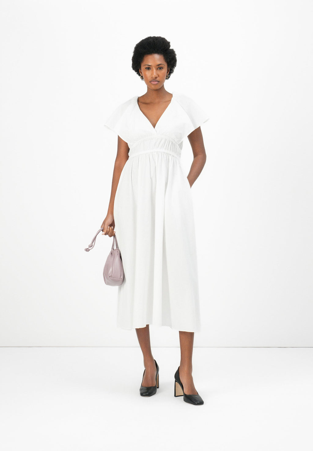 FRILLED SLEEVE MIDI DRESS Media 2