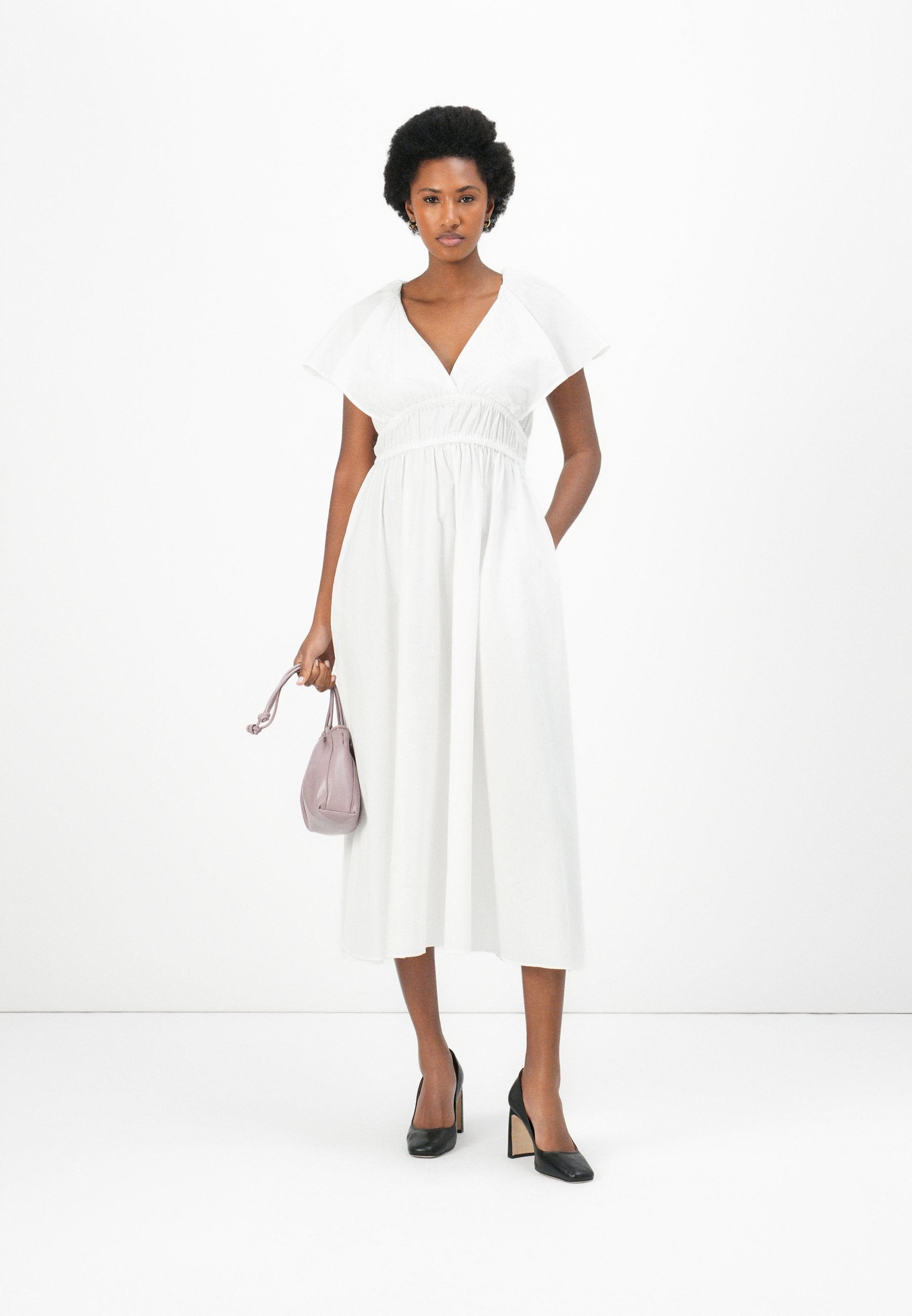 FRILLED SLEEVE MIDI DRESS Media 2