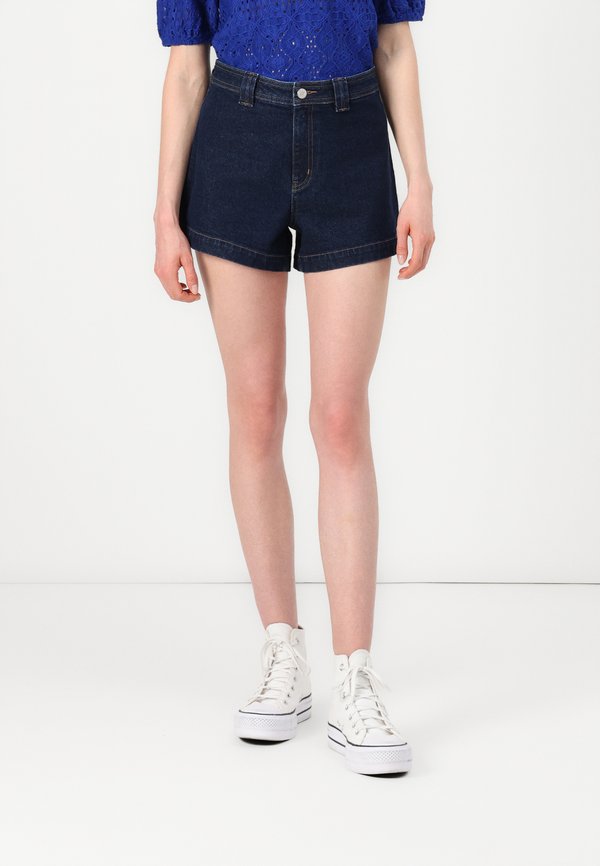 ONLY Denim ONLPARIS High waist Regular Fit - Denim shorts - dark blue denim