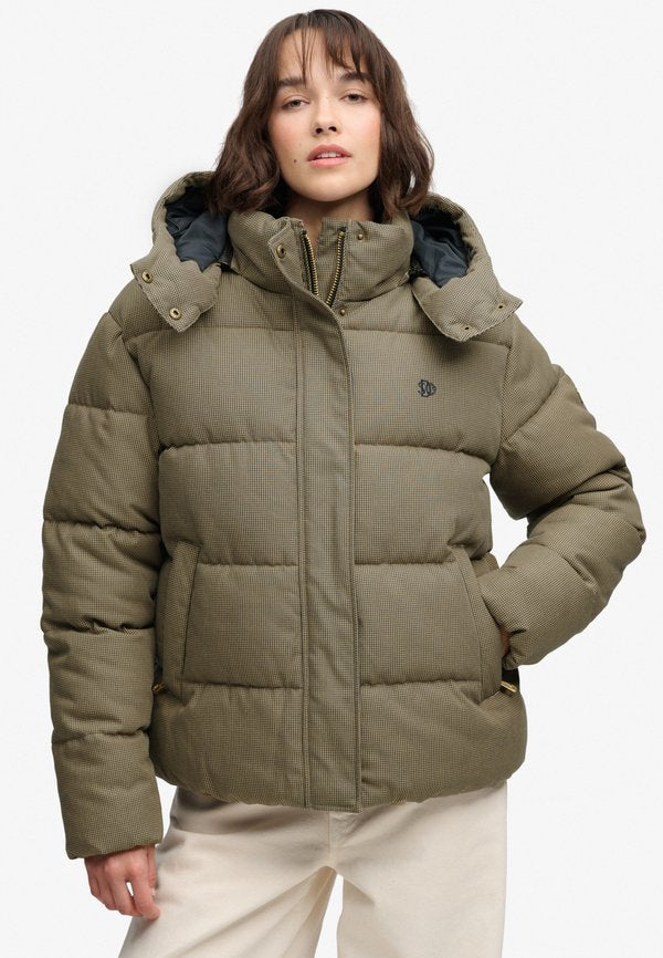 Superdry & Co SUPERDRY PREMIUM HOODED CHECK PUFFER JACKET.. - Winter jacket - brown heritage check