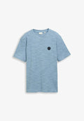 TOM TAILOR MIT WAFFELSTRUKTUR - Basic T-shirt - blue grey waffle inject