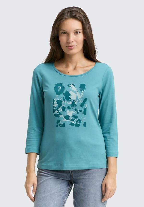 TOM TAILOR MIT PRINT - Long sleeved top - tropical teal
