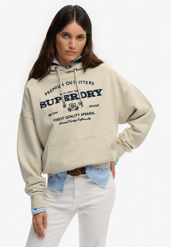 Superdry & Co SUPERDRY LUXE CASUAL EMBROIDERED RELAXED HOODIE.. - Hoodie - peyote beige