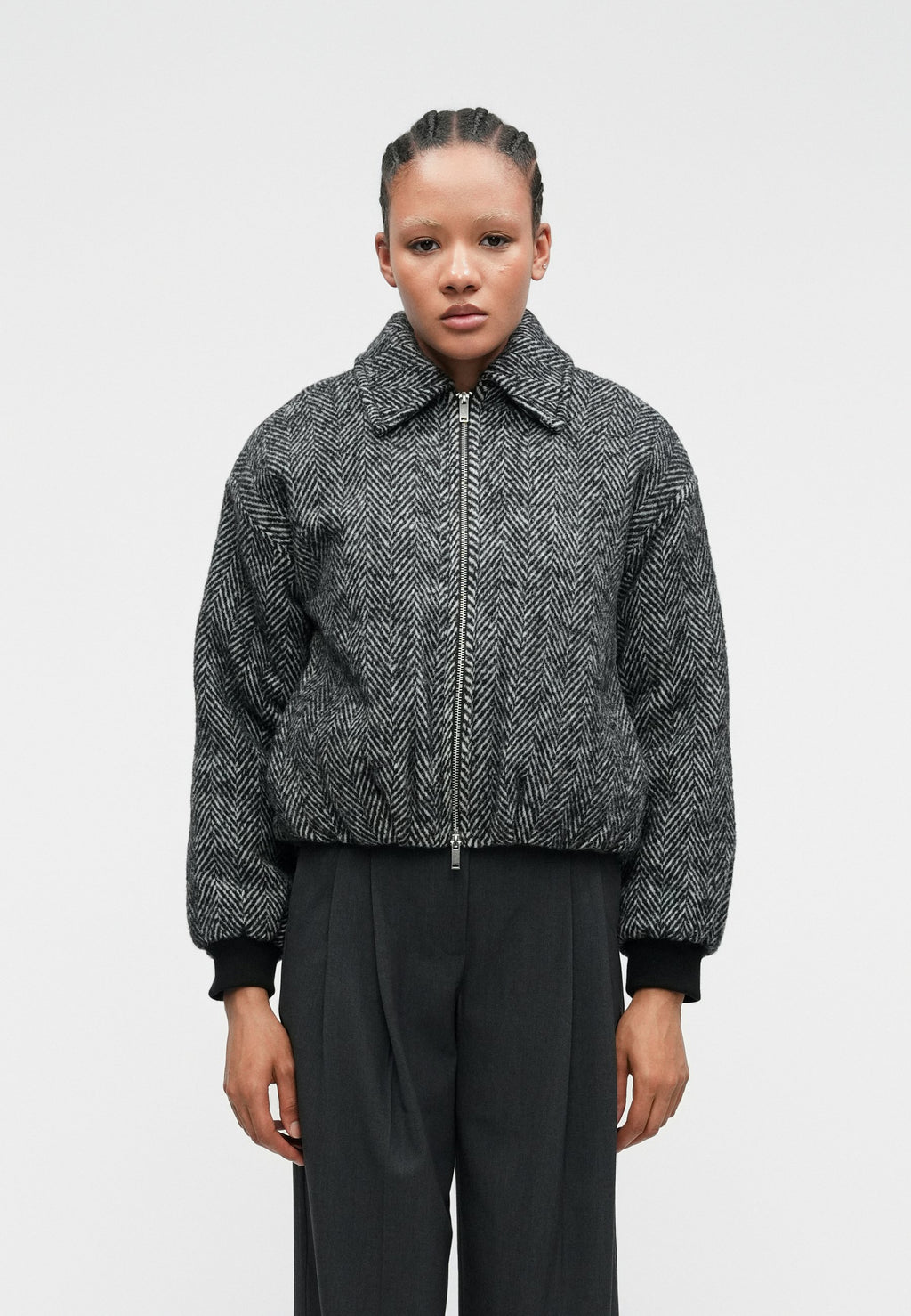 Abercrombie & Fitch BUBBLE HEM SHORT COAT HERRINGBONE