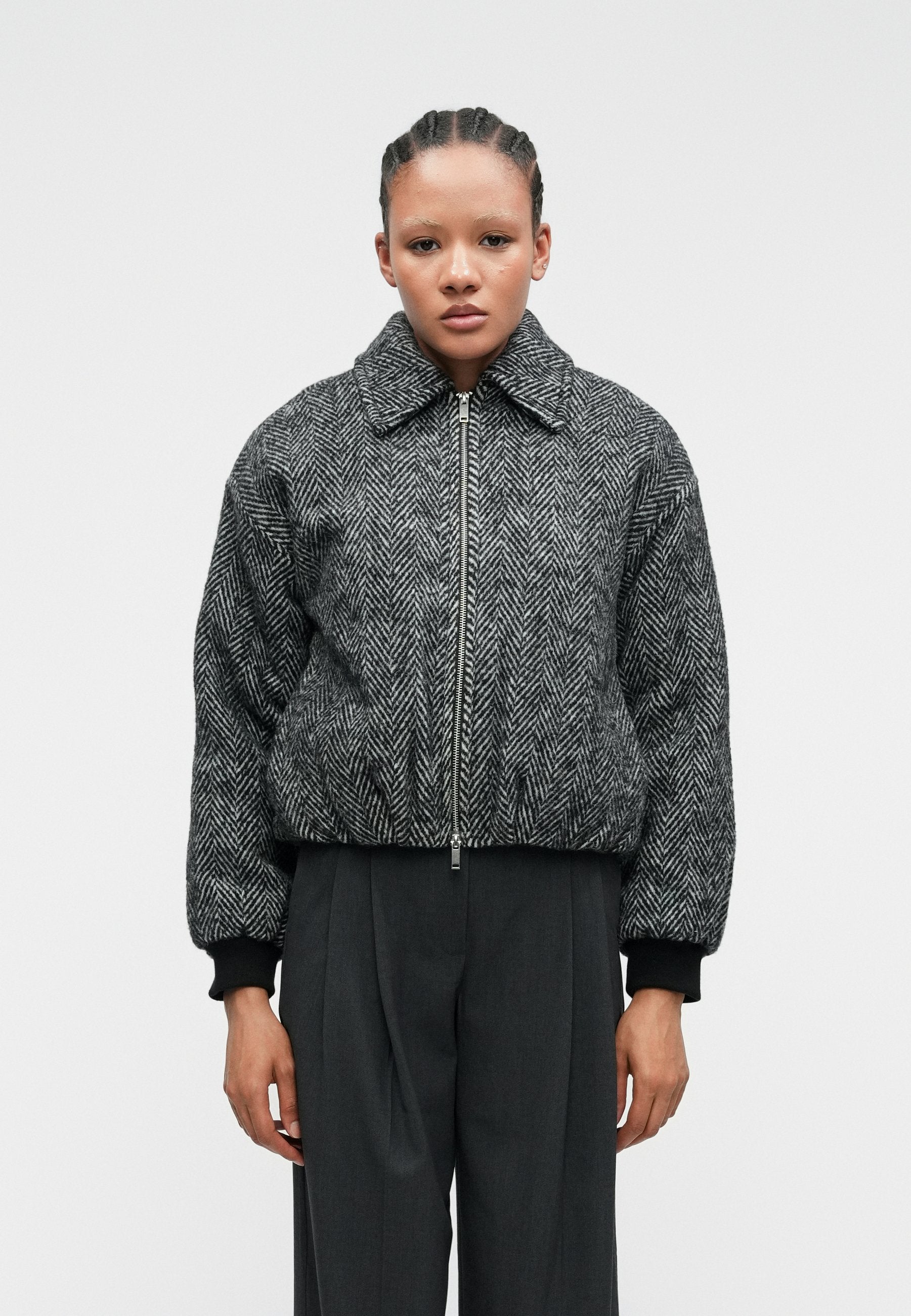 Abercrombie & Fitch BUBBLE HEM SHORT COAT HERRINGBONE