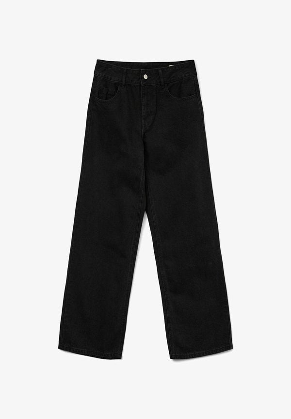 Vero Moda Wide-fit AWRENA Mid rise Wide Leg Fit - Straight leg jeans - black denim