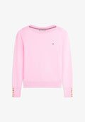 Tommy Hilfiger GOLD-TONE BUTTON JERSEY BOAT NECK JUMPER - Jumper - rose petal