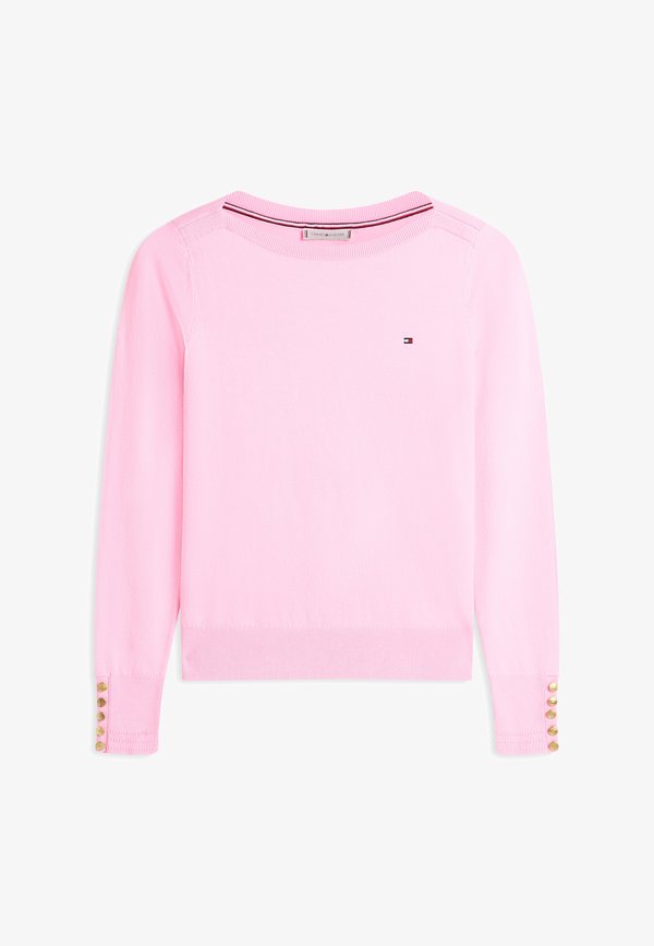 Tommy Hilfiger GOLD-TONE BUTTON JERSEY BOAT NECK JUMPER - Jumper - rose petal