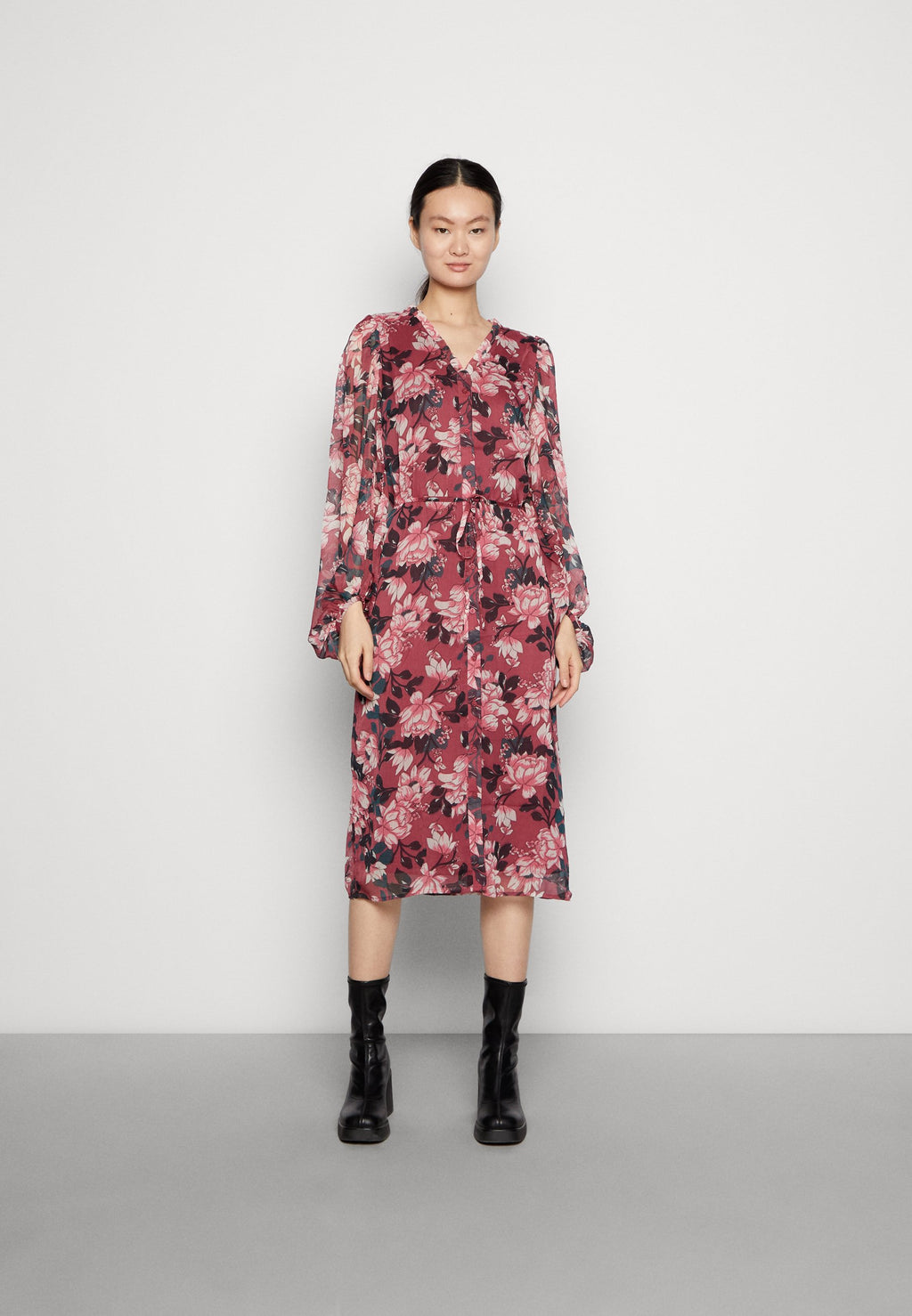 VILA VIFALIA V-NECK  MIDI DRESS