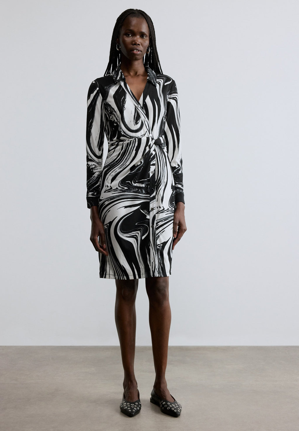 DKNY KNOT BUTTON FRONT SHIRT DRESS