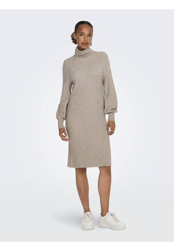ONLY ONLSASHA ROLLNECK DRESS - Jumper dress - mocha meringue detail w melange