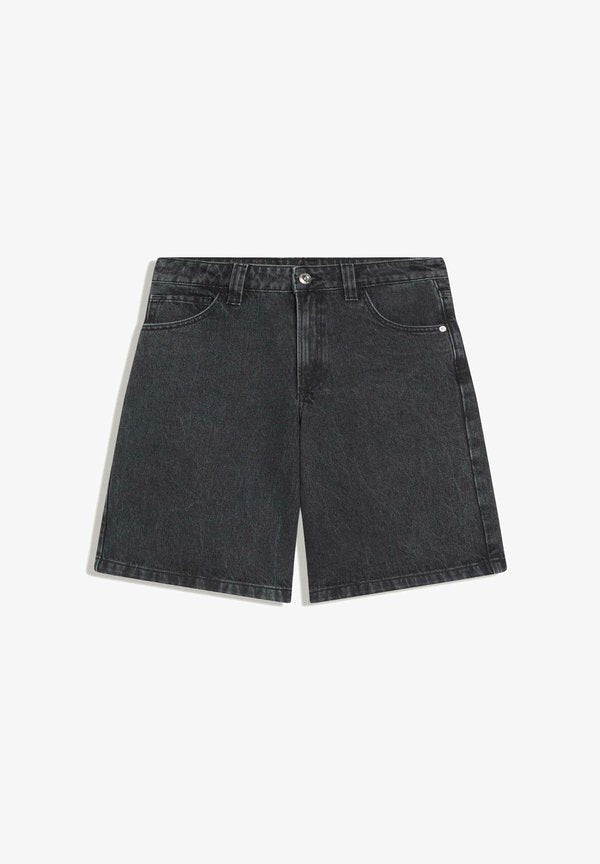 Bershka BAGGY - Denim shorts - black
