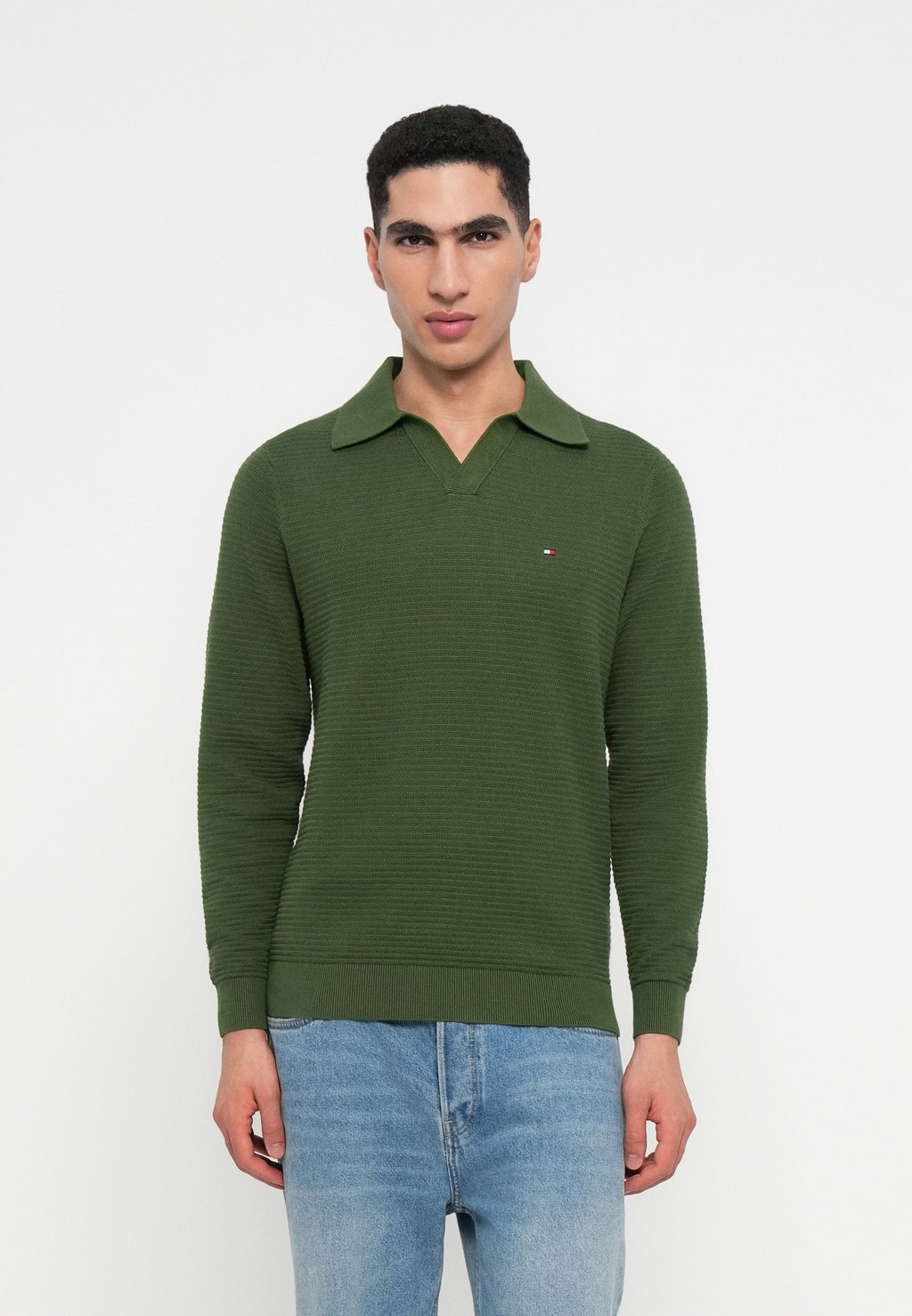 TEXTURED KNIT POLO COLLAR JUMPER Media 3