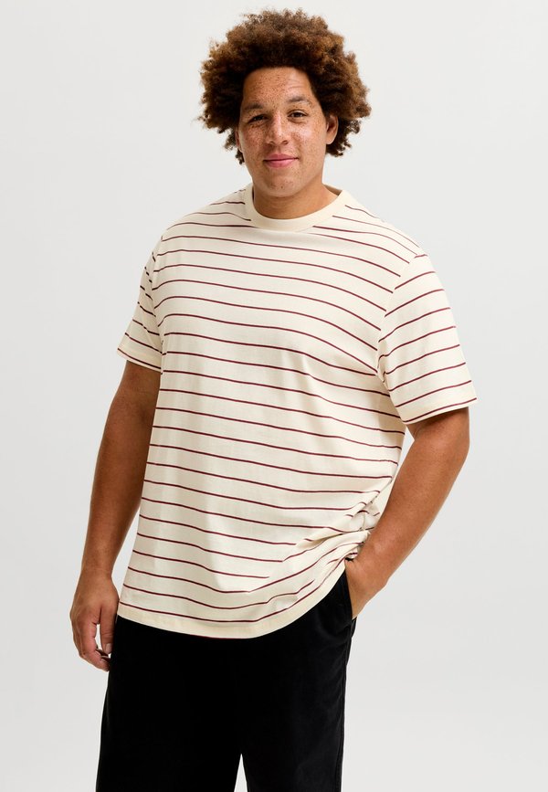 Jack & Jones Plus Size Striped - Print T-shirt - antique white