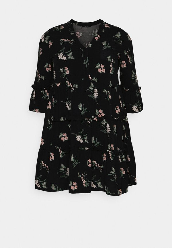 Vero Moda Curve SHORT DRESS - Day dress - black/ann