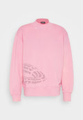 Rosa Sweatshirt mit hohem Kragen, lockerer Passform und gerippten Bündchen. Verfügt über ein tonal gestaltetes Grafikdesign an der Unterseite. Weicher Stoff.