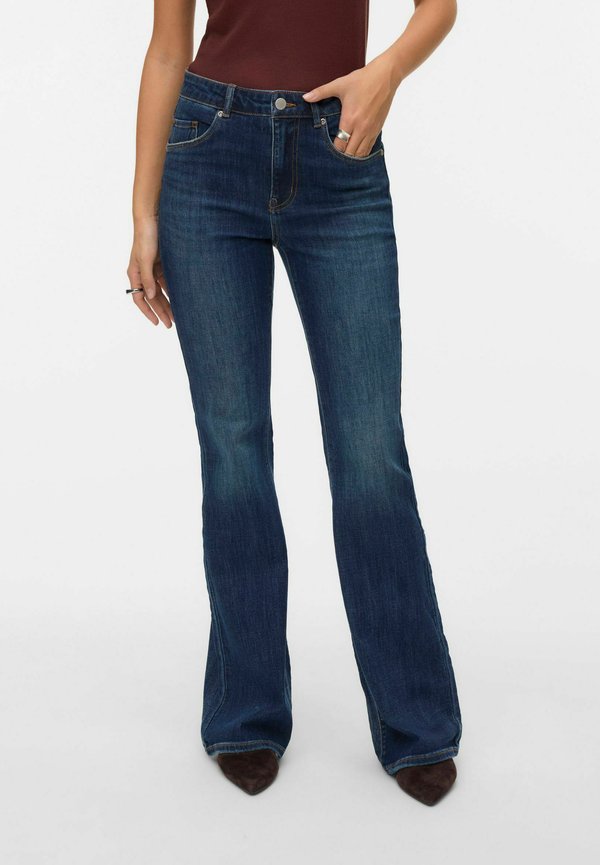 Vero Moda VMELLA Mid rise Bootcut Fit - Bootcut jeans - dark blue denim