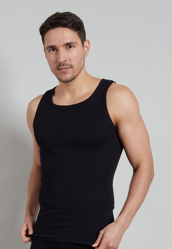 TOM TAILOR 4ER PACK - Undershirt - schwarz dunkel uni