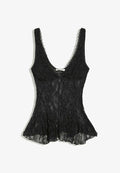 Bershka STRAPPY WITH LACE - TOP - Blouse - black