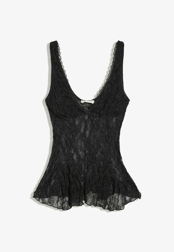 Bershka STRAPPY WITH LACE - TOP - Blouse - black