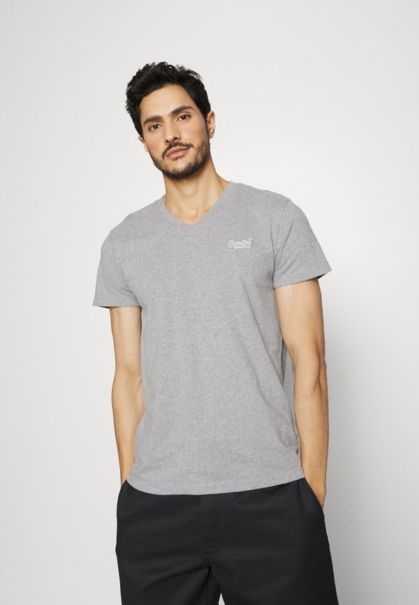 Superdry & Co VINTAGE LOGO VEE TEE - Basic T-shirt - grey marl