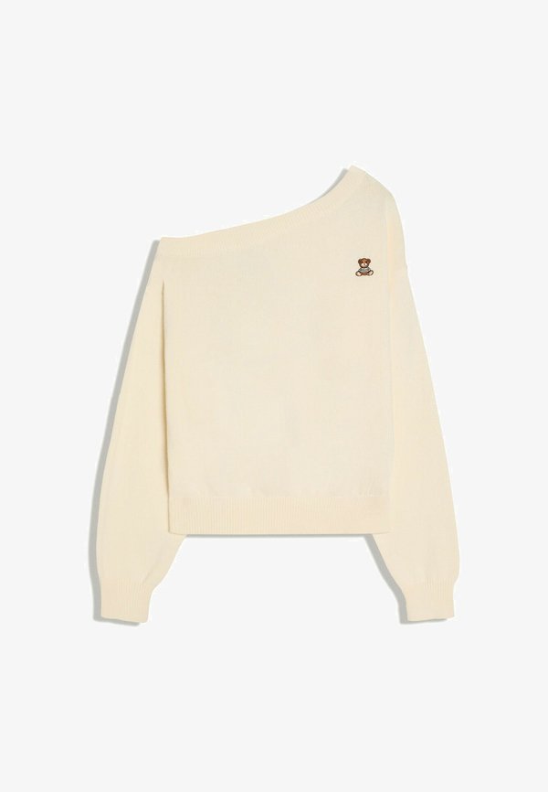Bershka EMBROIDERED BOAT NECK - SWEATER - Jumper - beige