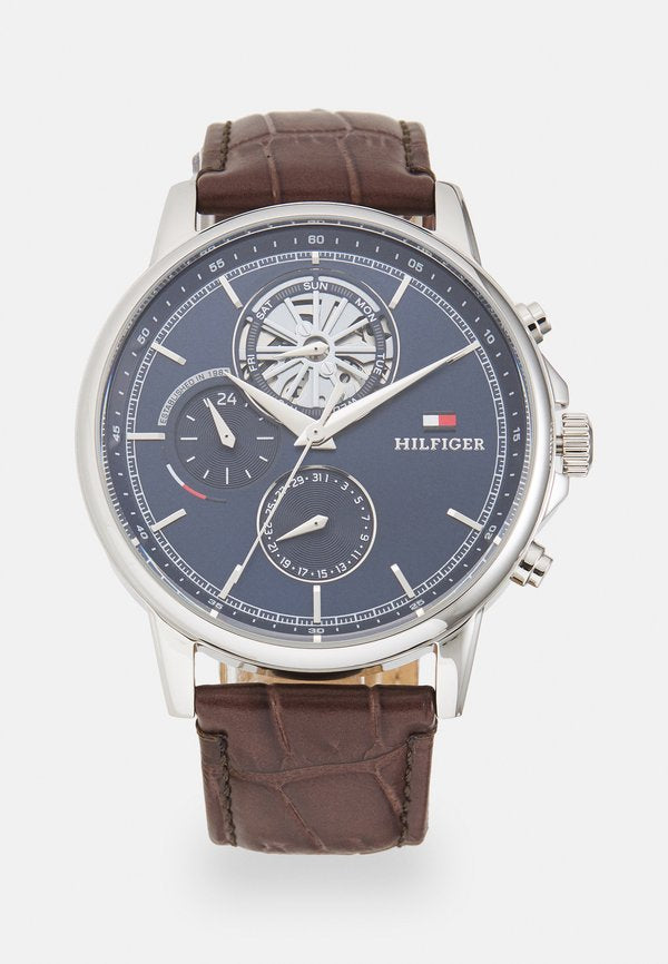 Tommy Hilfiger STEWART - Chronograph watch - dark brown/blue