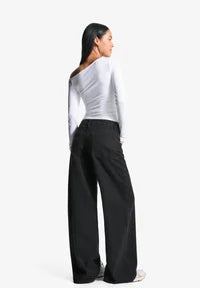 Bershka Wide Leg - black/light blue