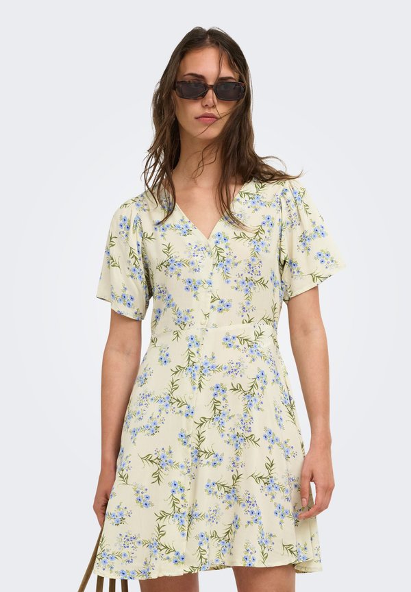 ONLY ONLEVIDA S/S SHORT DRESS WVN NOOS - Shirt dress - bone white