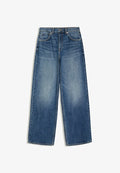 Bershka STRAIGHT WIDE HIGH WAIST- JEANS - Baggy Jeans - dark blue