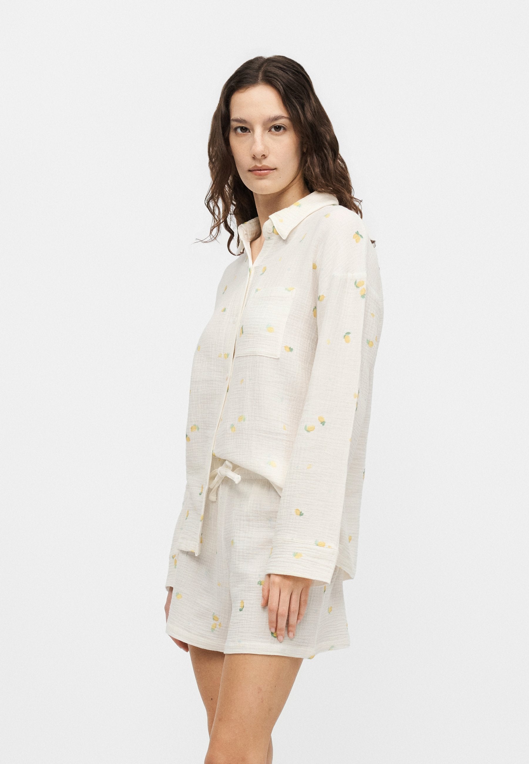 Anna Field LEMON PRINT MUSLIN COTTON NIGHTWEAR SET