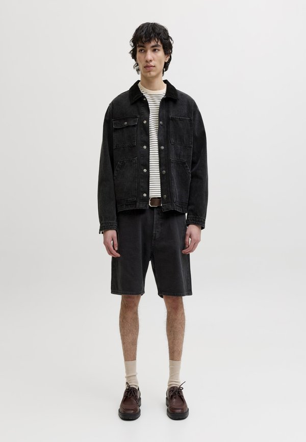Jack & Jones JJITONY JJORG 2 PACK - Denim shorts - black denim/blue denim