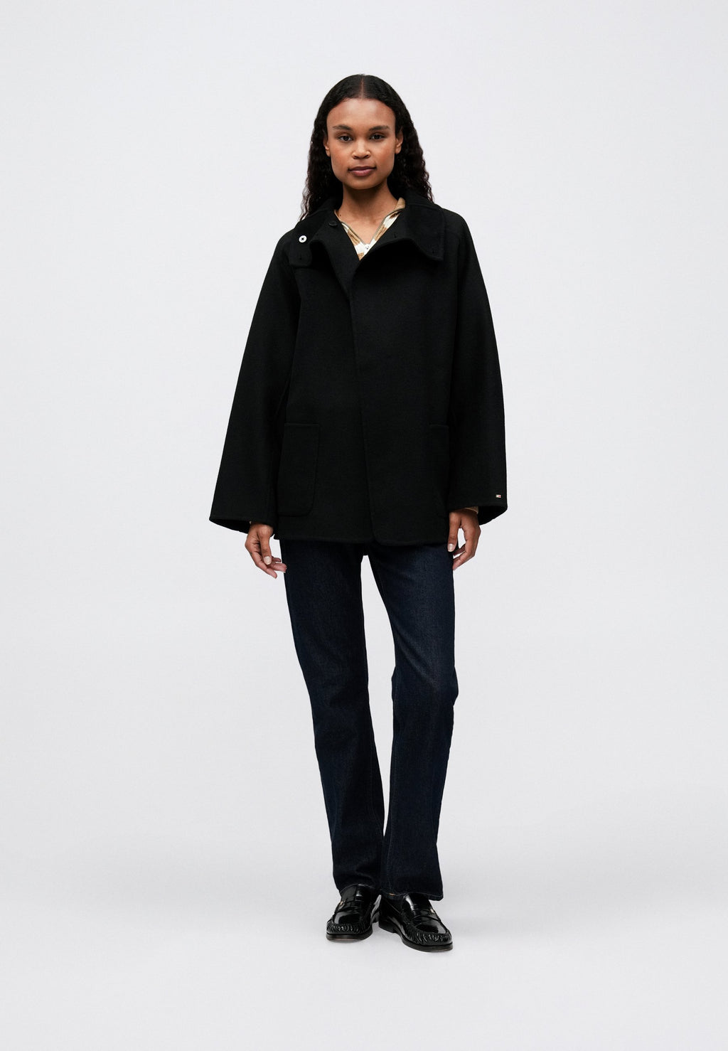 WOOL BLEND FUNNEL NECK OVERSIZED COAT Media 2