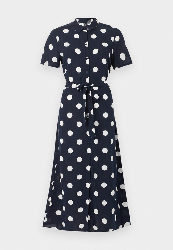 Vero Moda VMEASY JOY LONG SHIRT DRESS - Maxi dress - night sky/snow white