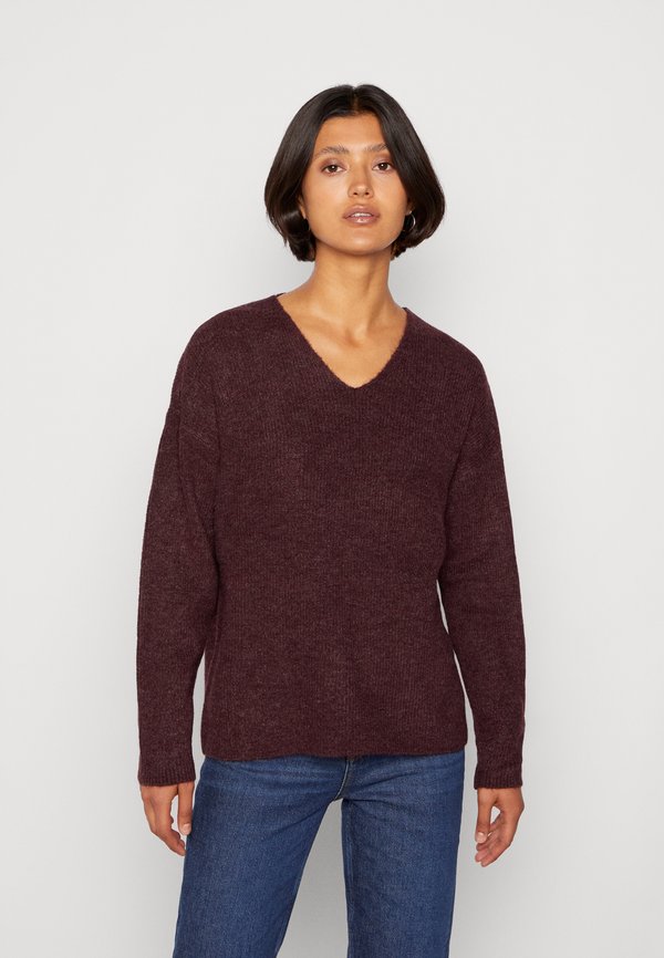Vero Moda VMCREWLEFILE  V-NECK  - Jumper - winetasting
