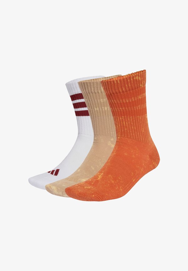 adidas Performance 3 STRIPES  CUSHIONED CREW STONE WASH 3 PAIR PACK UNISEX - Sports socks - fox orange/warm sandstone/white